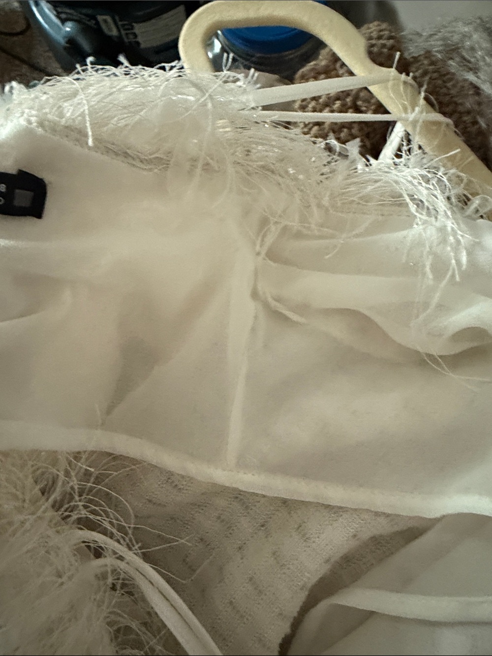 Zara Feather Ivory Spaghetti Strap Mini Dress - Picture 9 of 11